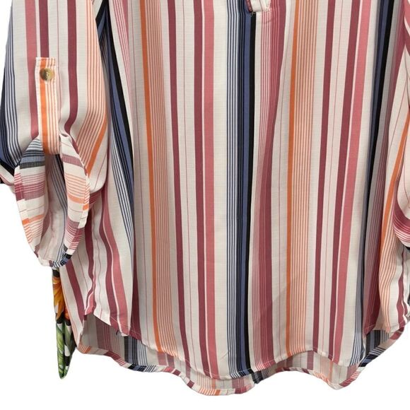 Signature I Studio Striped 3/4 Sleeve Oversized Blouse Size Small - Picture 3 of 12
